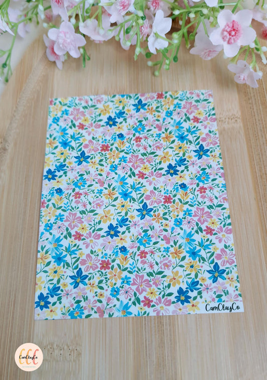 Feuille de transfert soluble à l'eau pour la fabrication de bijoux en argile polymère - Spring Flowers 05