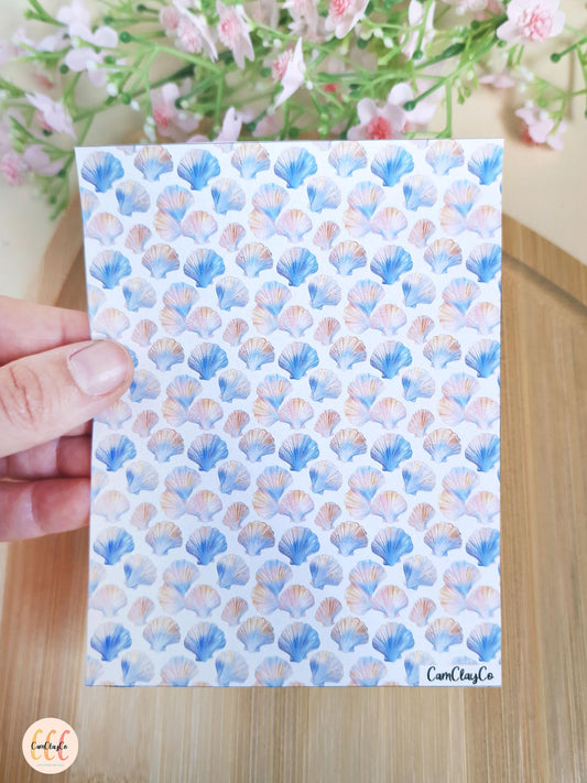 Feuille de transfert soluble à l'eau pour la fabrication de bijoux en argile polymère - Coquillages 02