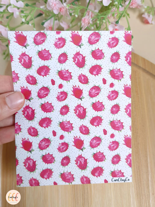 Feuille de transfert soluble à l'eau pour la fabrication de bijoux en argile polymère, fruits - Fruit du dragon 01