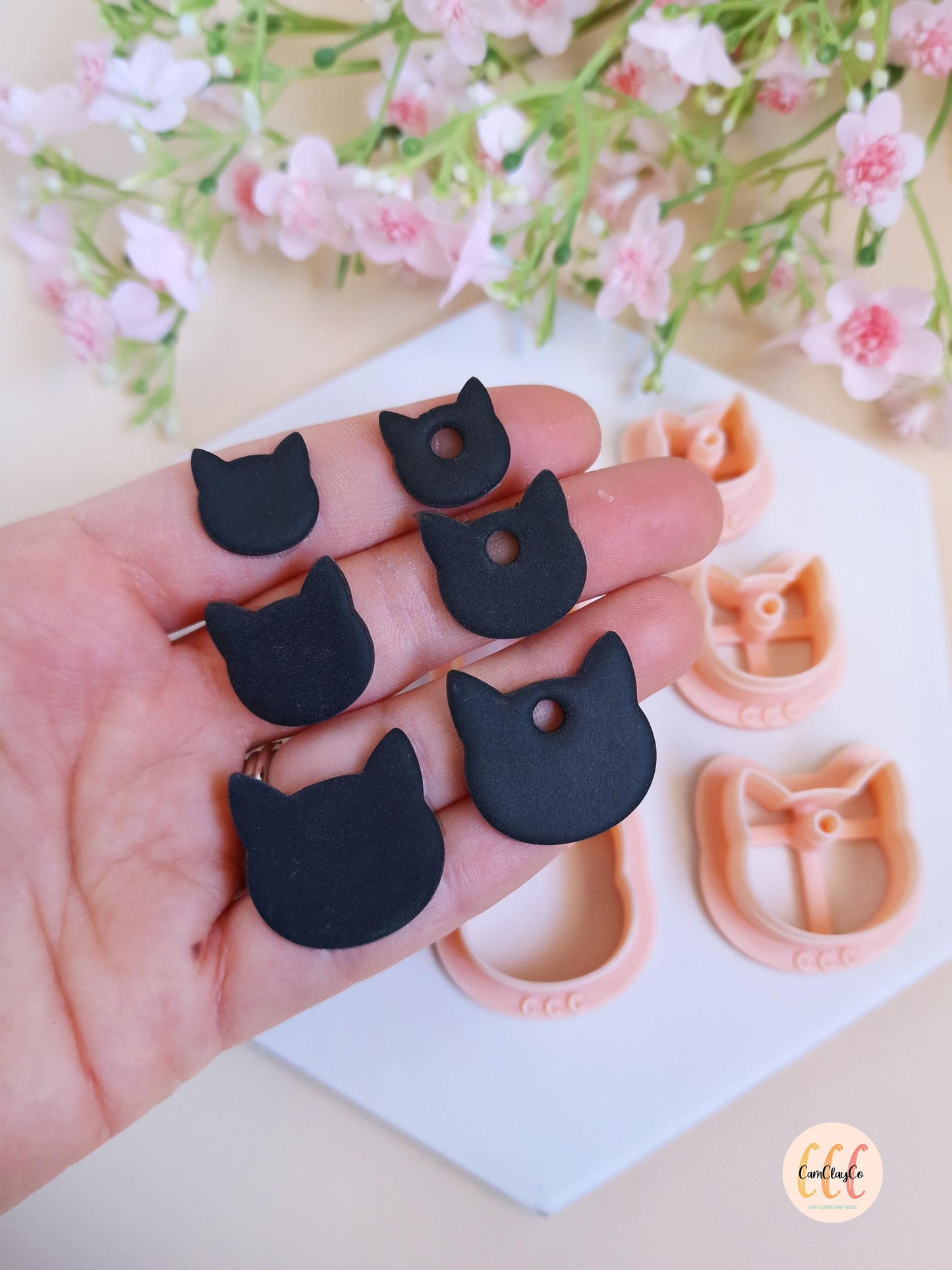 Emporte-pièces 3D en forme de têtes de chats pour la fabrication de bijoux en argile polymère, créoles interchangeables