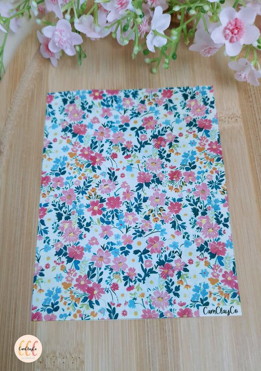 Feuille de transfert soluble à l'eau pour la fabrication de bijoux en argile polymère - Spring Flowers 08