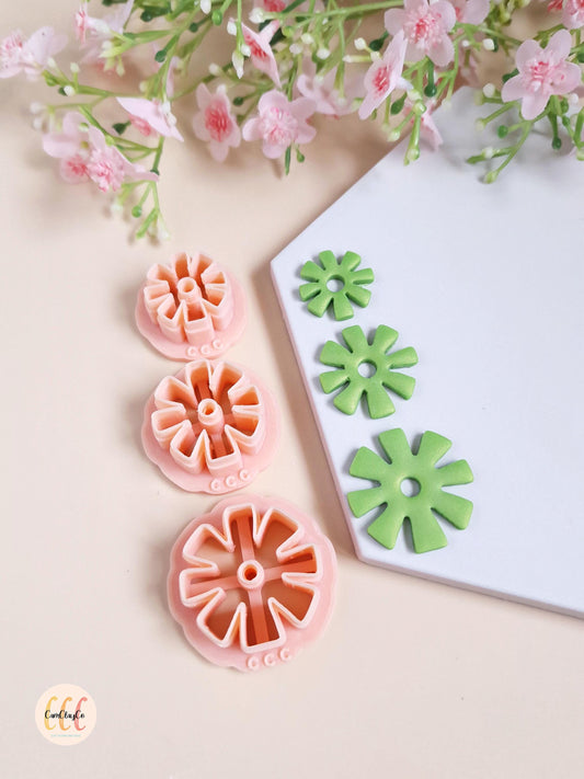 Emporte-pièces 3D en forme de fleurs 8 pétales carrés pour la fabrication de bijoux en argile polymère, créoles interchangeables, pampilles