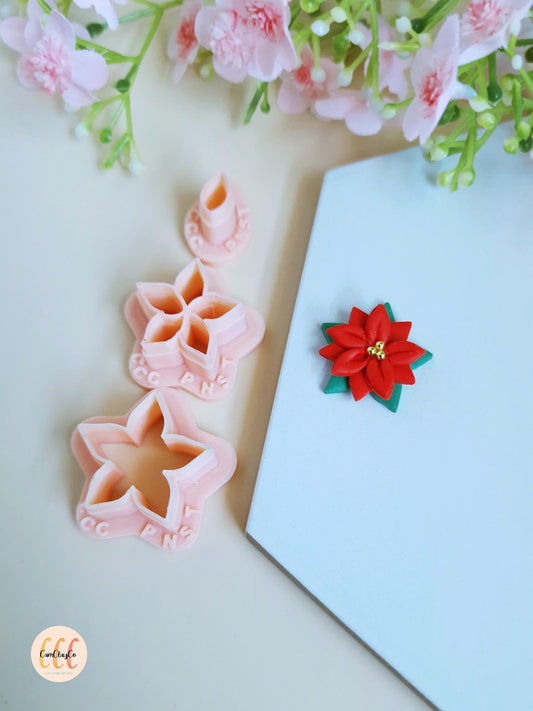 Emporte-pièce 3D en forme de fleur poinsettia pour la fabrication de bijoux en argile polymère