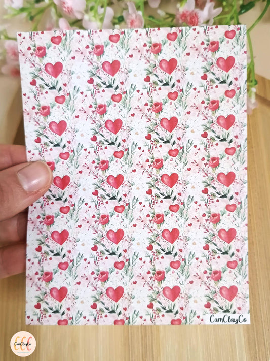 Feuille de transfert soluble à l'eau pour la fabrication de bijoux en argile polymère, Saint-Valentin - VD016