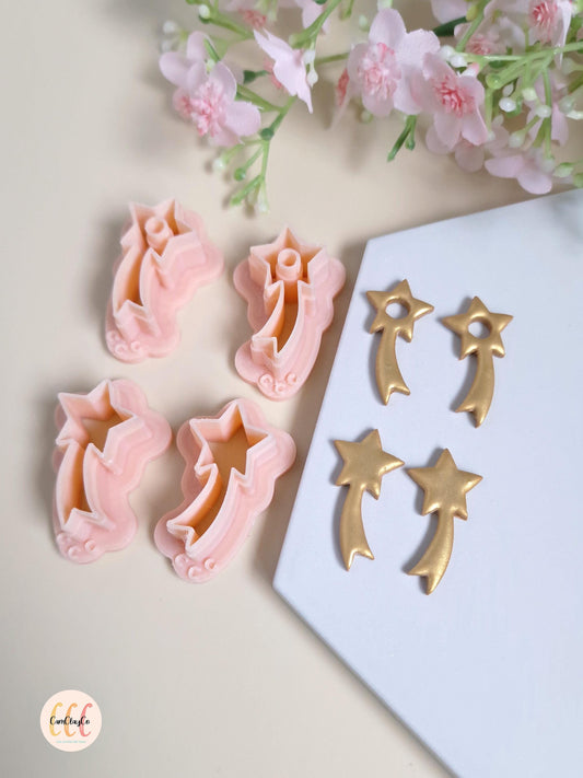 Emporte-pièces 3D en forme d'étoiles filantes pour la fabrication de bijoux en argile polymère, pampilles pour créoles interchangeables