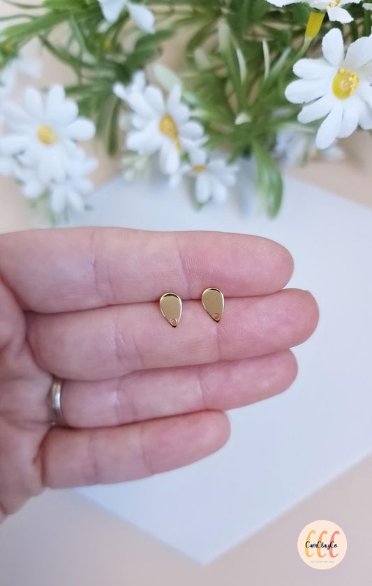 Boucles d'oreilles petites gouttes en acier inoxydable pour la fabrication de bijoux, doré et argenté - 2 pièces