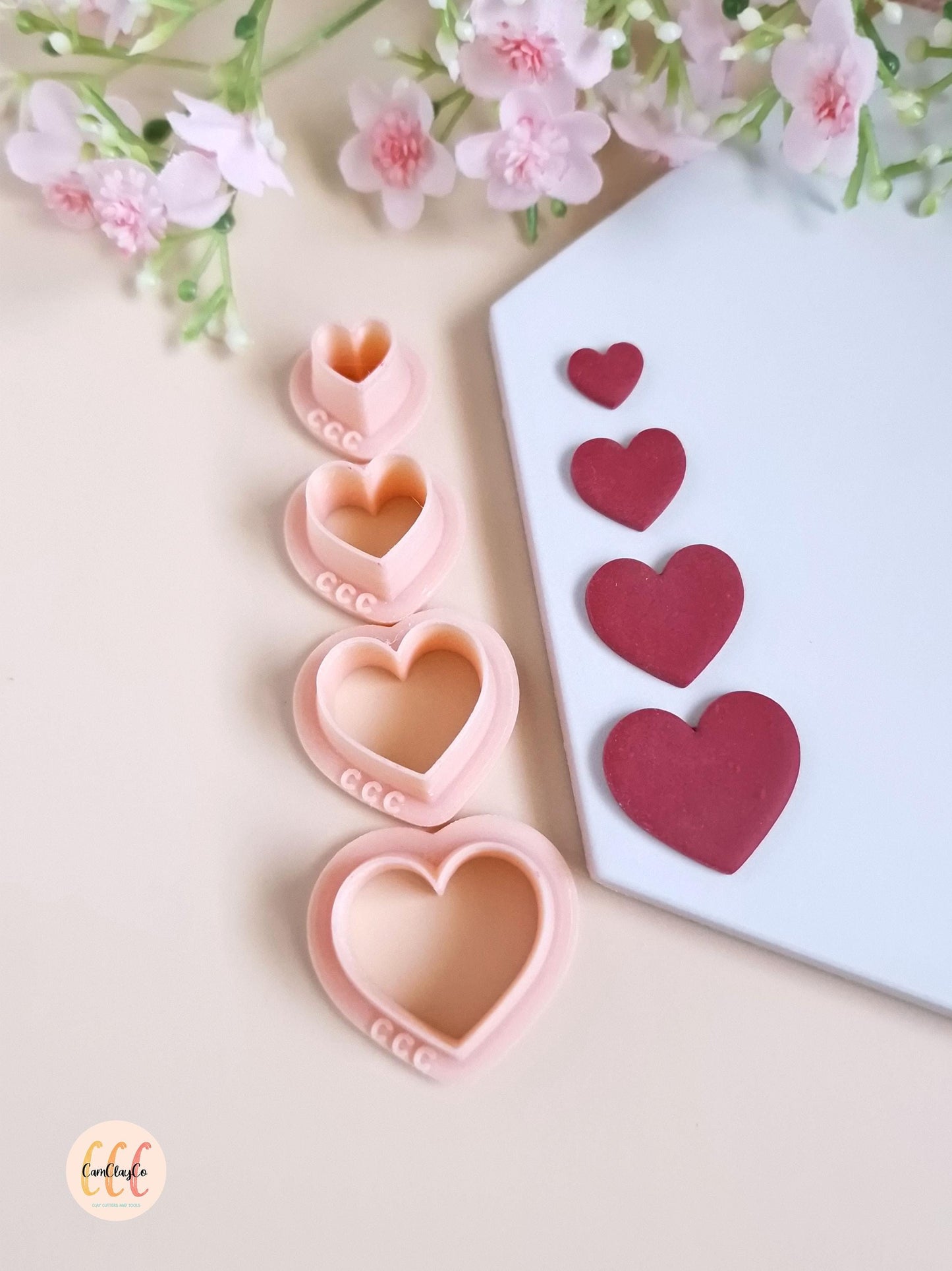 3D Simple Heart Cookie Cutters for Polymer Clay Jewelry Making