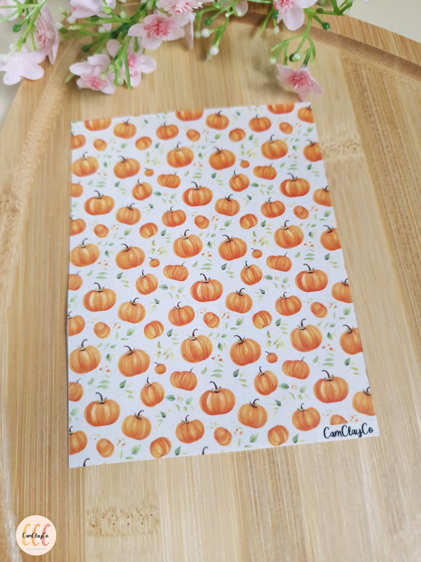 Feuille de transfert soluble à l'eau pour la fabrication de bijoux en argile polymère - Pumpkin 01