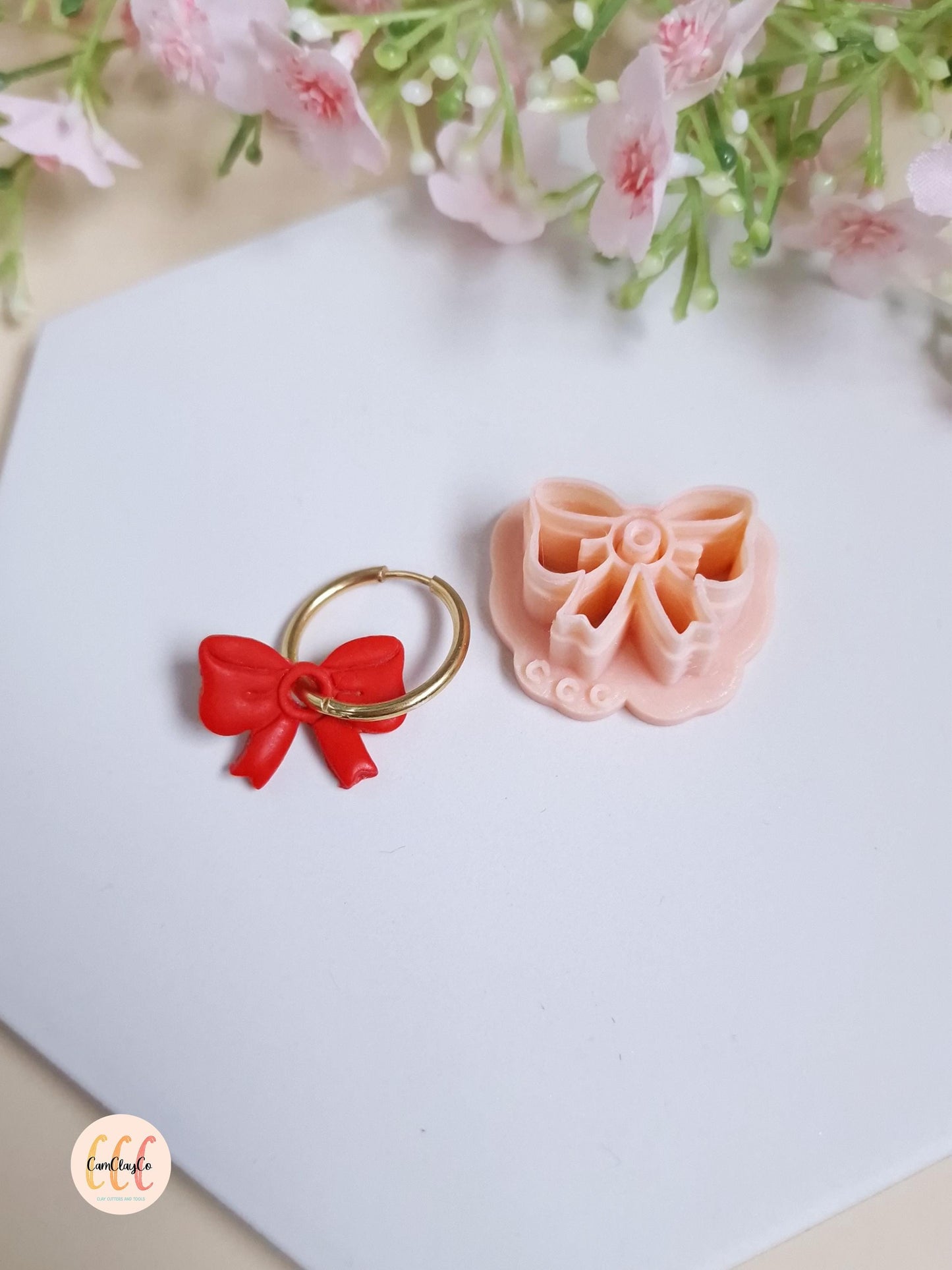 3D Bow Cookie Cutter for Polymer Clay Jewelry Making, Interchangeable Hoop Earrings, Tassels