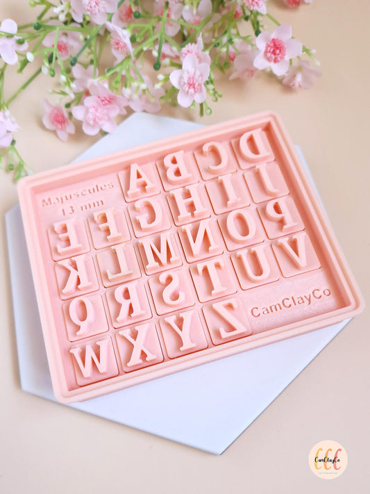 Tampons 3D alphabet pour la fabrication de bijoux en argile polymère - Majuscules 13 mm