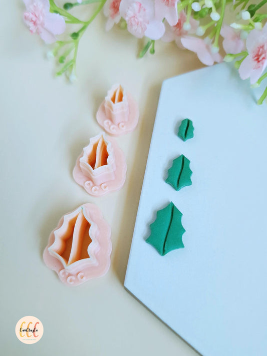 Emporte-pièce 3D en forme de feuilles de houx pour la fabrication de bijoux en argile polymère