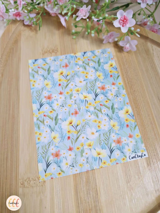 Feuille de transfert soluble à l'eau pour la fabrication de bijoux en argile polymère - Wild Flower 04