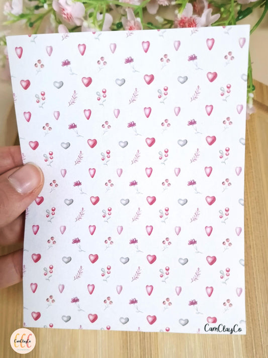 Feuille de transfert soluble à l'eau pour la fabrication de bijoux en argile polymère, Saint-Valentin - VD005