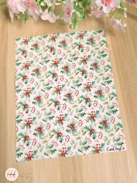 Feuille de transfert soluble à l'eau - Feuillage Noël 10