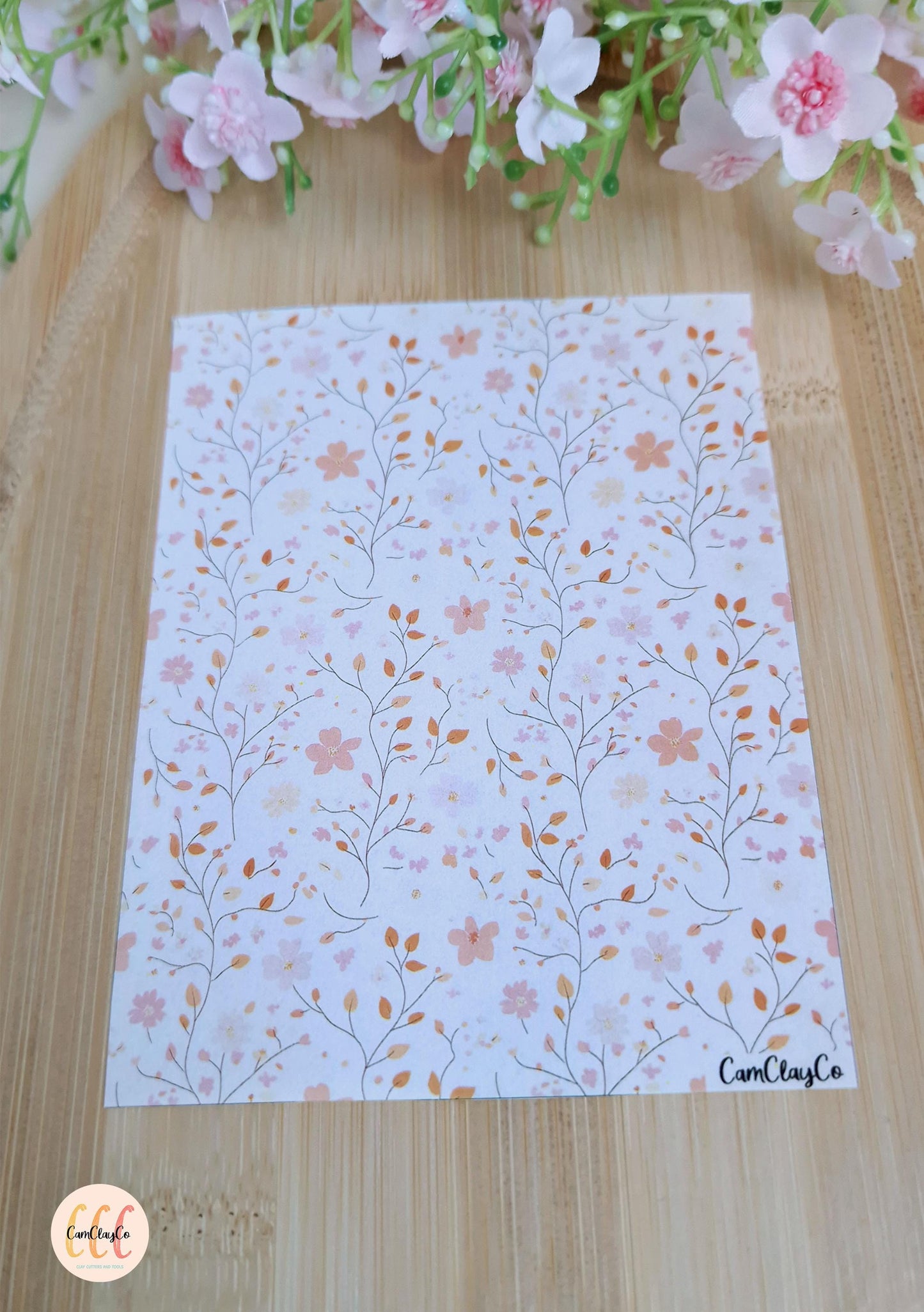 Feuille de transfert soluble à l'eau pour la fabrication de bijoux en argile polymère - Spring Flowers 022