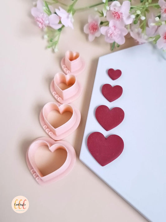 Emporte-pièces 3D en forme de cœurs simples pour la fabrication de bijoux en argile polymère