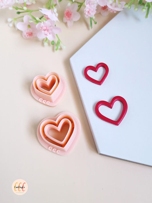 Emporte-pièces 3D en forme de cœurs creux pour la fabrication de bijoux en argile polymère