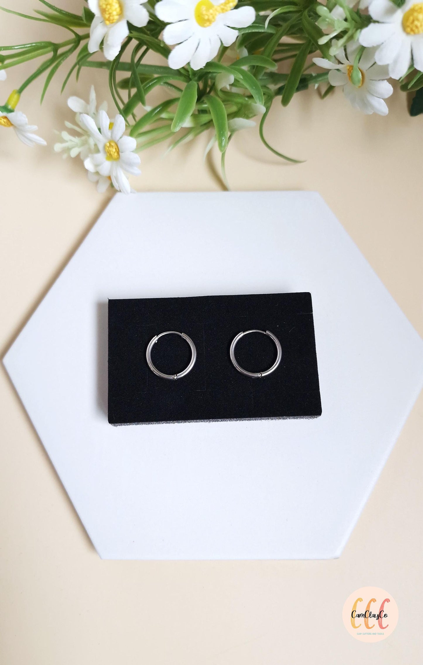 Boucles d'oreilles créoles diamètre 18 mm épaisseur 2 mm en acier inoxydable pour la fabrication de bijoux, doré et argenté - 2 pièces