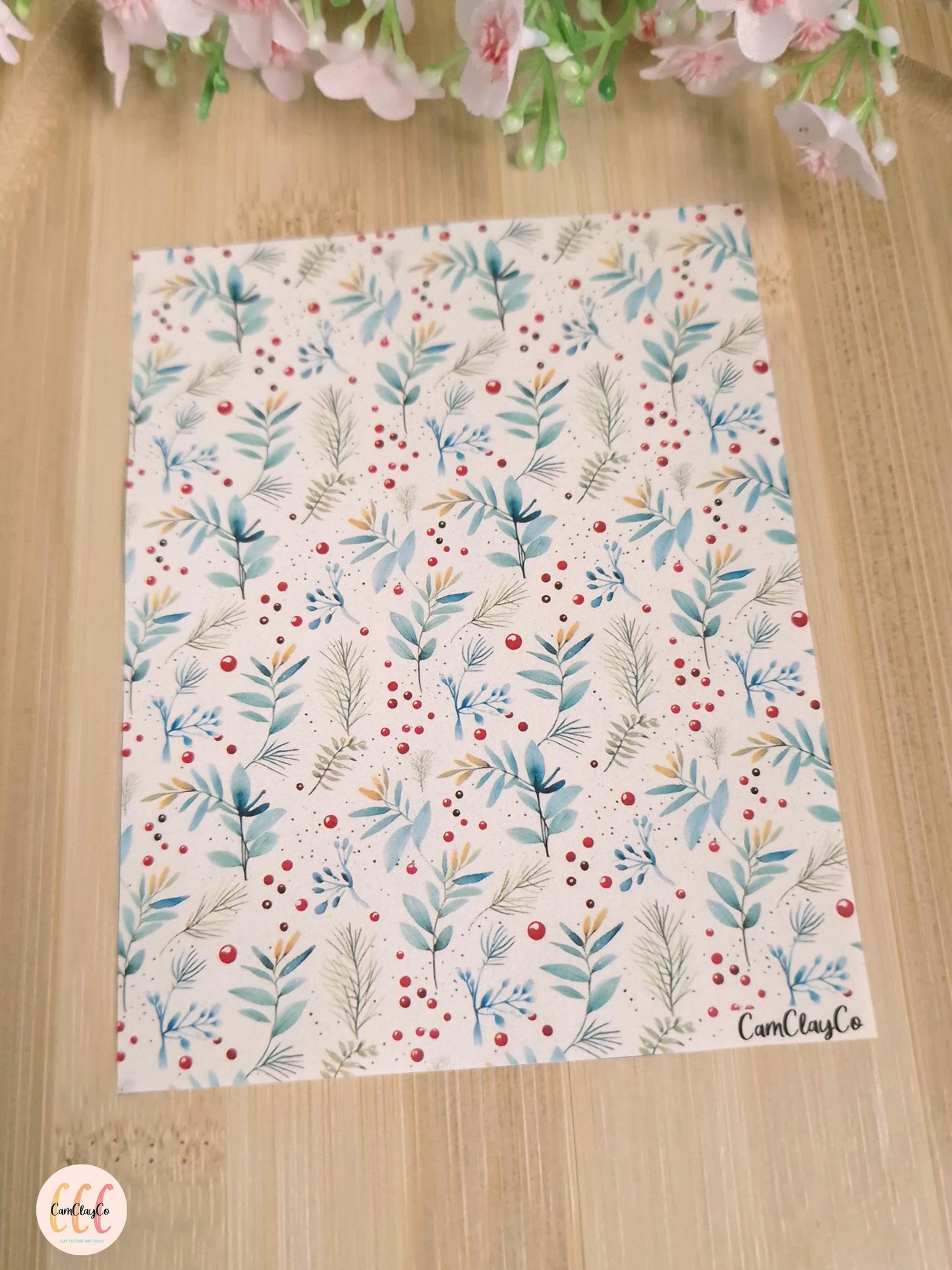 Feuille de transfert soluble à l'eau - Feuillage Noël 08
