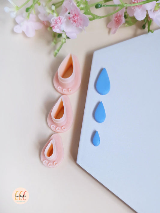 Emporte-pièce 3D en forme de gouttes de 3 tailles différentes pour la fabrication de bijoux en argile polymère