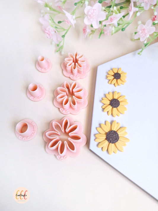 Emporte-pièces 3D en forme de marguerite ou tournesol pour la fabrication de bijoux en argile polymère