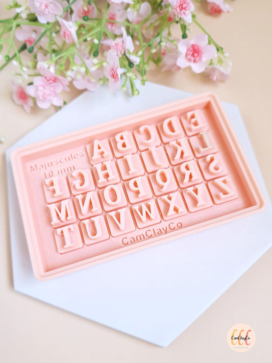Tampons 3D alphabet pour la fabrication de bijoux en argile polymère - Majuscules 10 mm