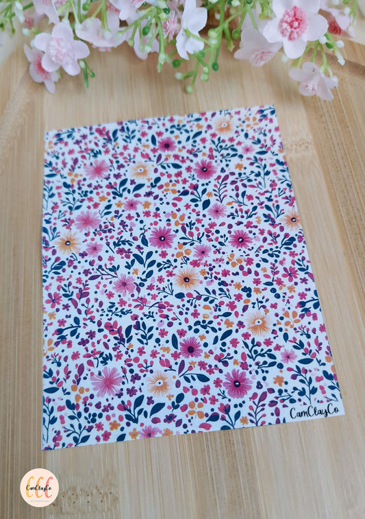 Feuille de transfert soluble à l'eau pour la fabrication de bijoux en argile polymère - Spring Flowers 021