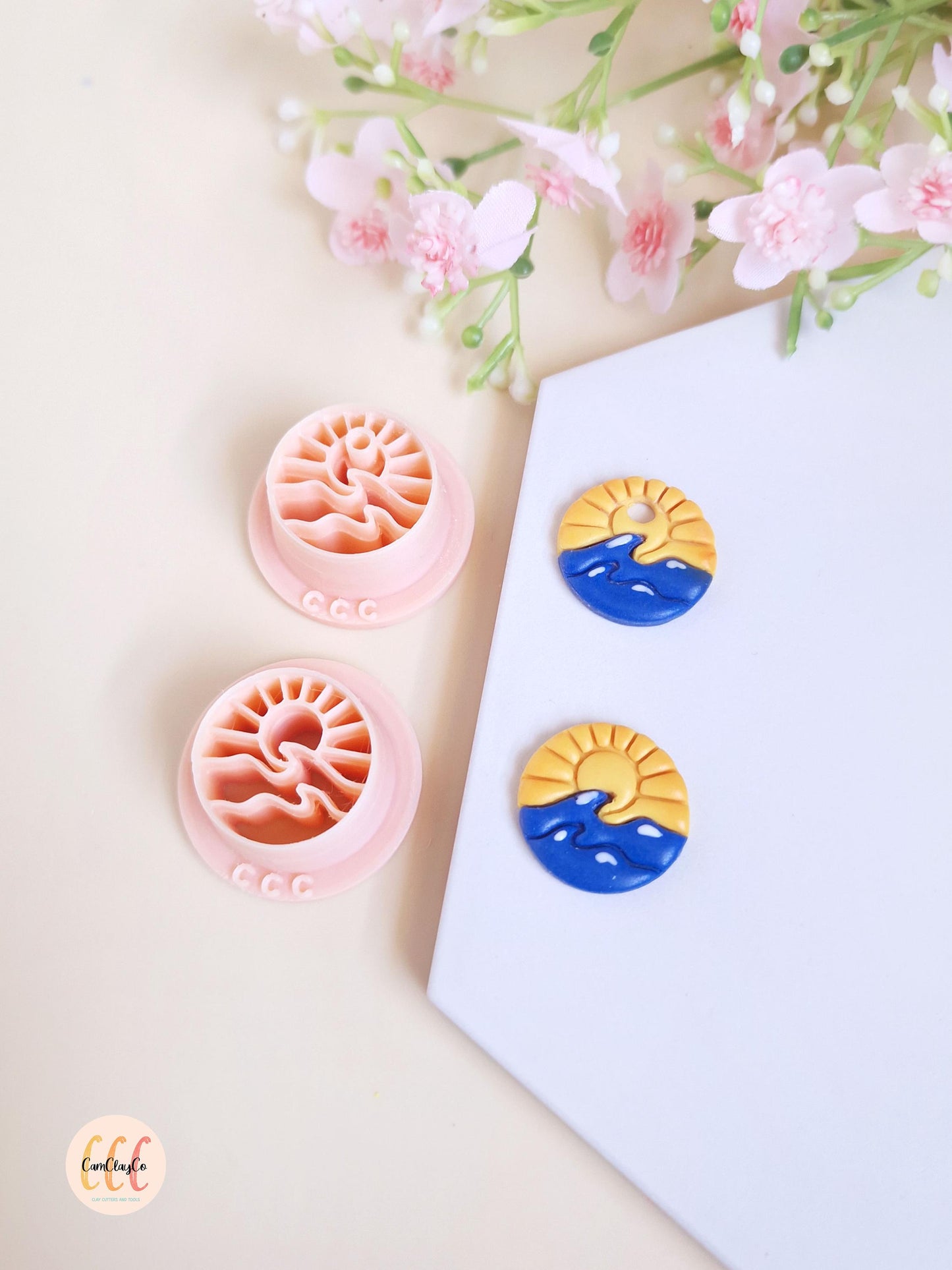 Emporte-pièces 3D en forme de coucher de soleil et mer pour la fabrication de bijoux en argile polymère, créoles interchangeables, pampilles