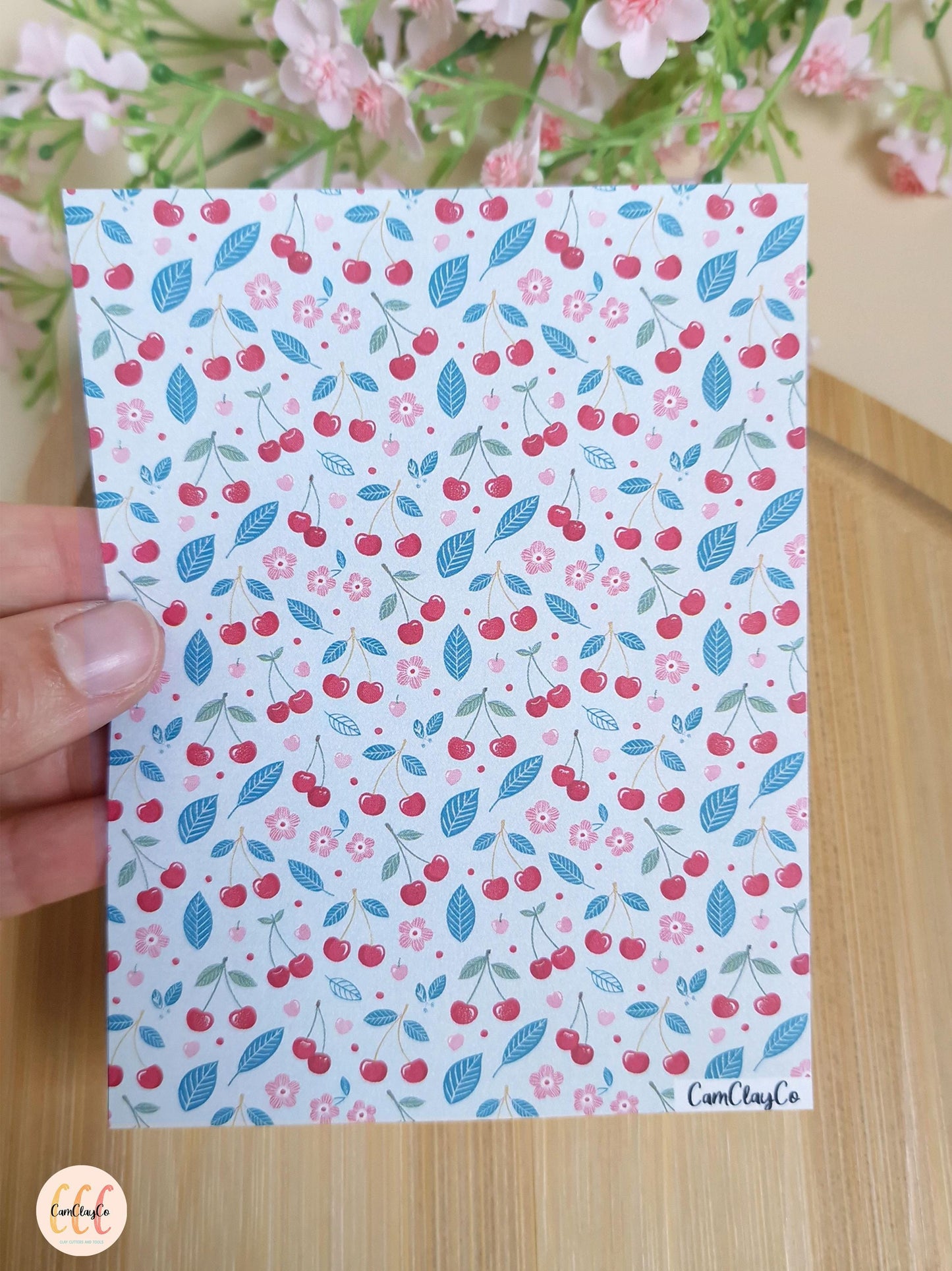 Feuille de transfert soluble à l'eau pour la fabrication de bijoux en argile polymère, fruits - Cherry 03