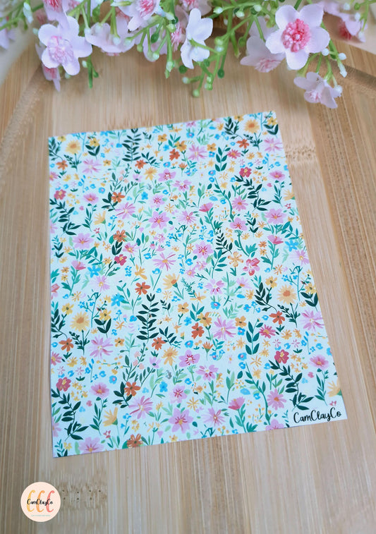 Feuille de transfert soluble à l'eau pour la fabrication de bijoux en argile polymère - Spring Flowers 01