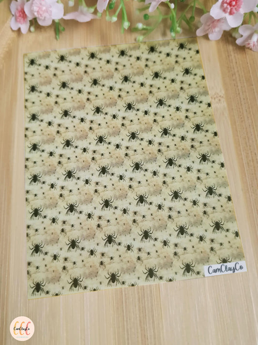 Water Soluble Transfer Sheet for Polymer Clay Jewelry Making - Spiders 01