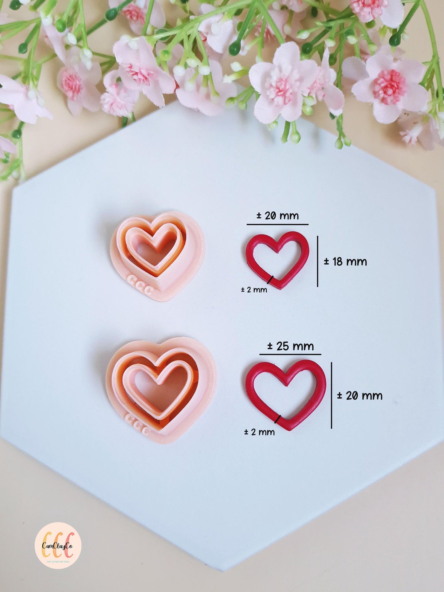 3D Hollow Heart Cookie Cutters for Polymer Clay Jewelry Making