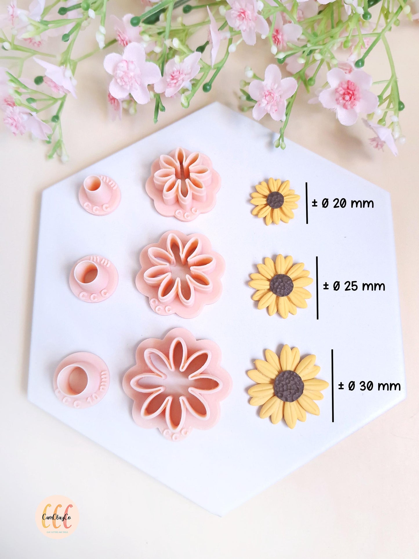 Emporte-pièces 3D en forme de marguerite ou tournesol pour la fabrication de bijoux en argile polymère