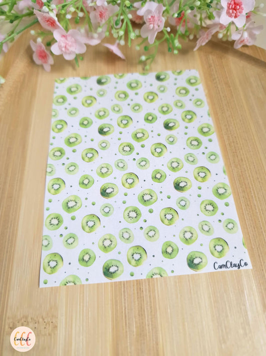 Feuille de transfert soluble à l'eau pour la fabrication de bijoux en argile polymère - Kiwi 01