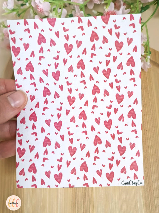 Feuille de transfert soluble à l'eau pour la fabrication de bijoux en argile polymère, Saint-Valentin - VD006