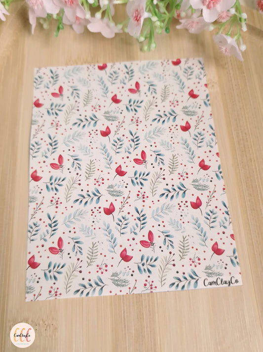 Feuille de transfert soluble à l'eau - Feuillage Noël 07