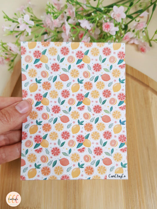 Feuille de transfert soluble à l'eau pour la fabrication de bijoux en argile polymère, fruits - Tranches agrumes 01