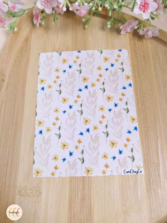 Feuille de transfert soluble à l'eau pour la fabrication de bijoux en argile polymère - Flowers 03