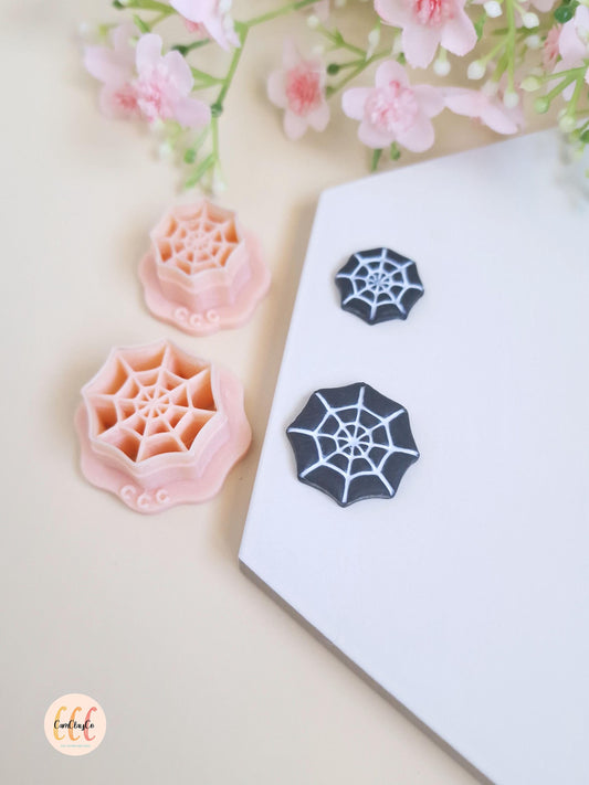 Emporte-pièce 3D en forme de toiles d'araignée, 2 tailles différentes, pour la fabrication de bijoux en argile polymère