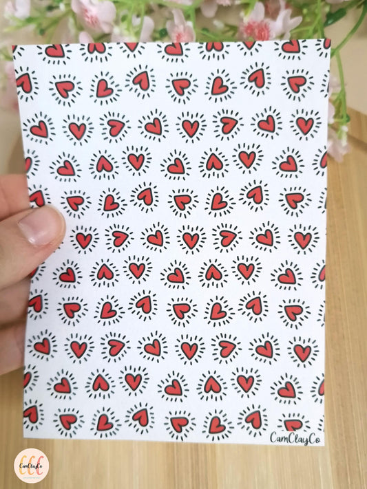 Feuille de transfert soluble à l'eau pour la fabrication de bijoux en argile polymère, Saint-Valentin - VD012