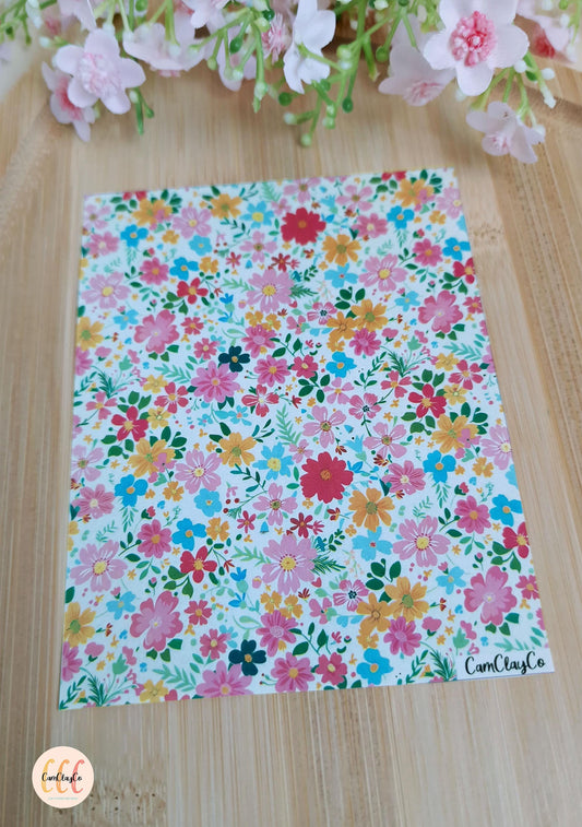 Feuille de transfert soluble à l'eau pour la fabrication de bijoux en argile polymère - Spring Flowers 019