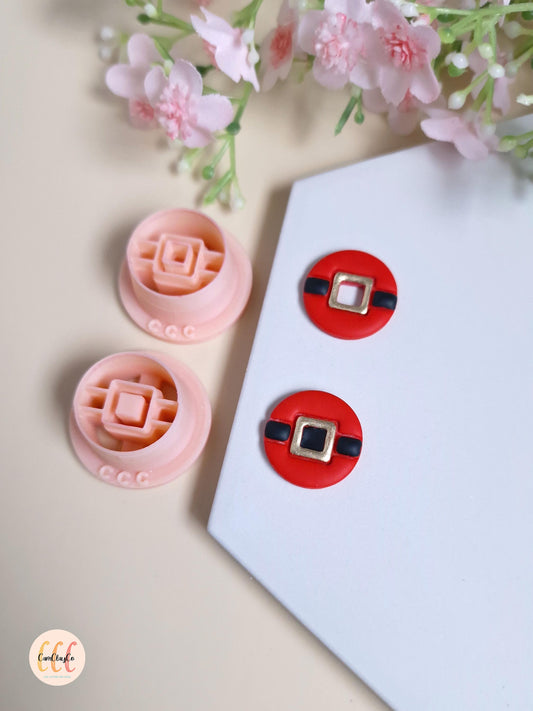 Emporte-pièce 3D ceinture ronde de Père-Noël pour la fabrication de bijoux en argile polymère, pampilles pour créoles interchangeables