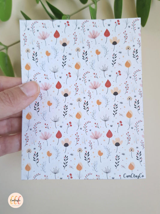 Feuille de transfert soluble à l'eau pour la fabrication de bijoux en argile polymère - Feuillage automne 03