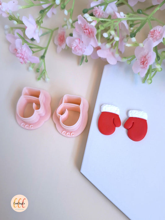 Emporte-pièces 3D en forme de moufles, gants de Noël pour la fabrication de bijoux en argile polymère