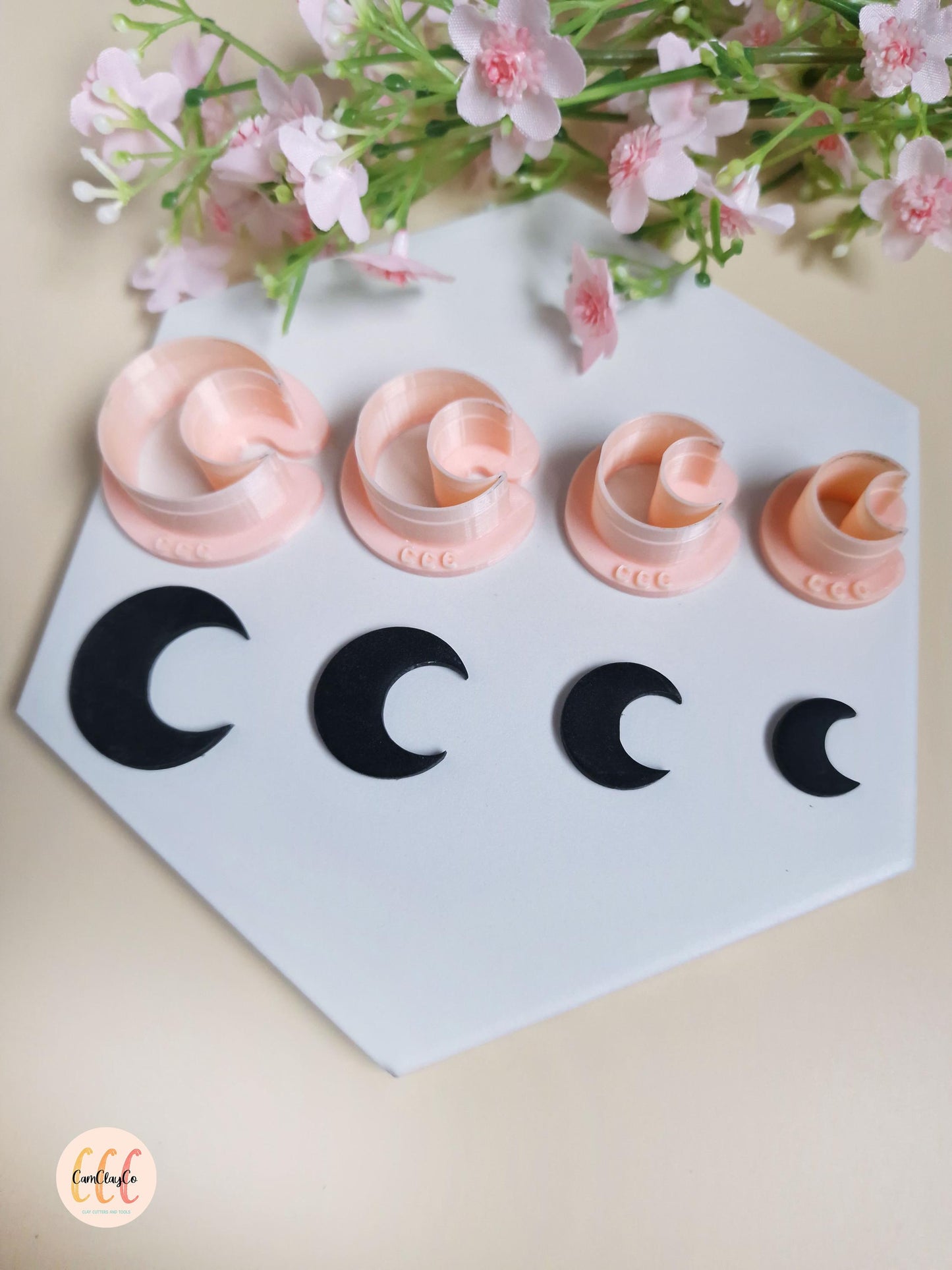 3D Half Moon Cookie Cutters for Polymer Clay Jewelry Making