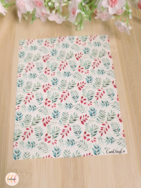 Feuille de transfert soluble à l'eau - Feuillage Noël 01