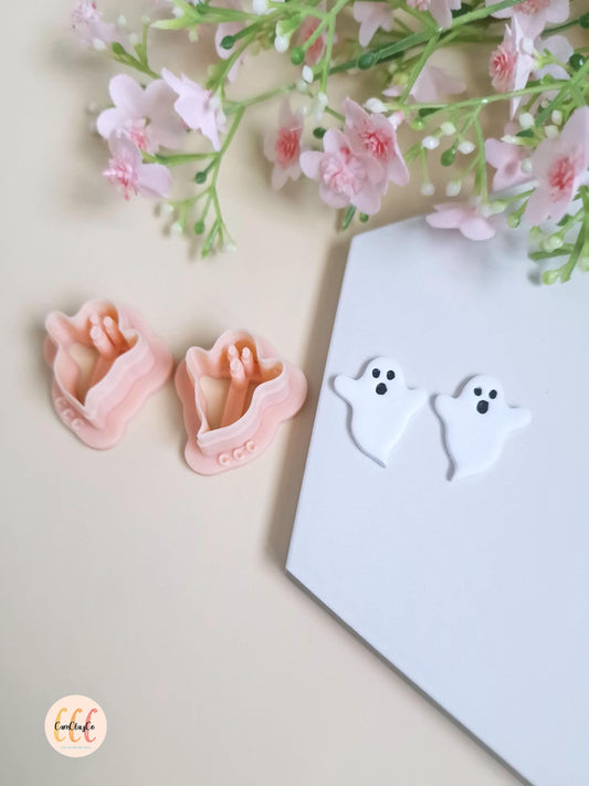 Lot de deux emporte-pièces 3D en forme de fantômes pour la fabrication de bijoux en argile polymère