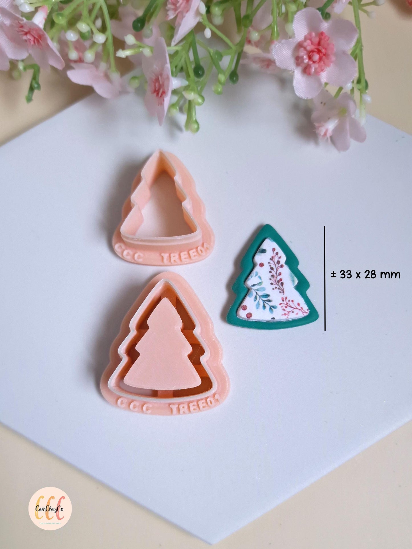 3D Two-Piece Christmas Tree Cookie Cutter for Polymer Clay Jewelry Making