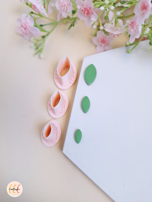 3D Leaf Shaped Cookie Cutter for Polymer Clay Jewelry Making, 3 Different Sizes