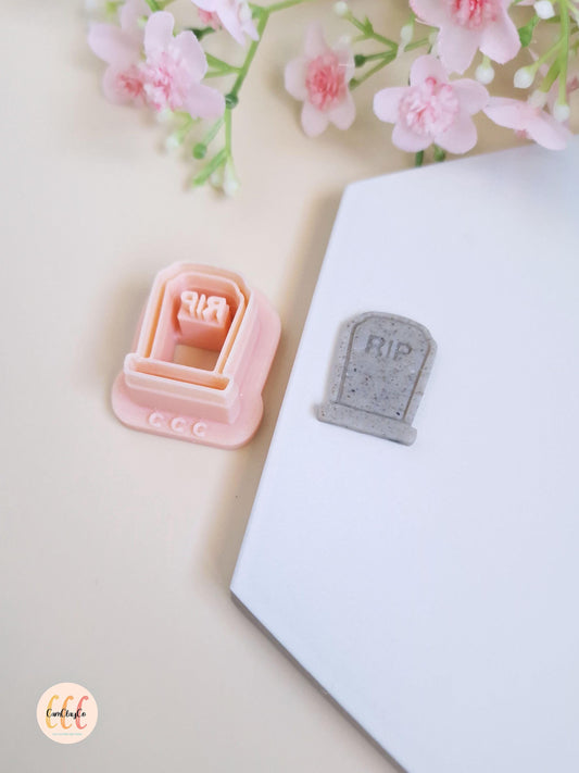 Emporte-pièce 3D en forme de pierre tombale Halloween pour la fabrication de bijoux en argile polymère